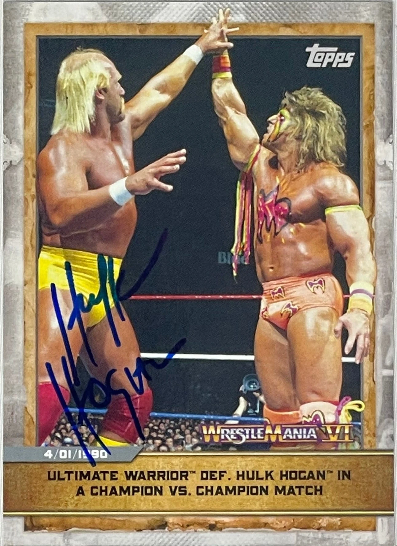 Hogan's Beach Shop Topps Ultimate Warrior Vs Hulk Hogan Autographed