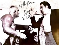Hogan's Beach Shop Hulk Hogan & Andre Black & White Autographed 18x24