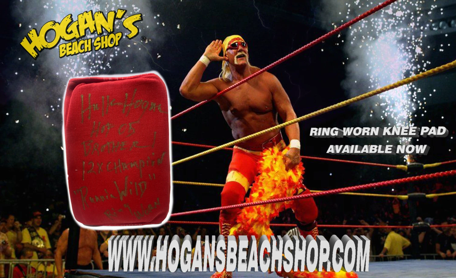 Hogan's Beach Shop Ring Worn Knee Pad "Super Rare" Not Many Thrown Out Signed 1 Of 1